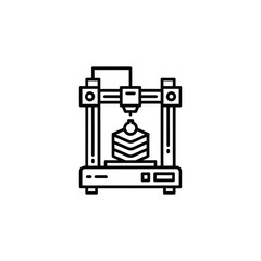 Line art illustration of a 3d printer creating a layered object