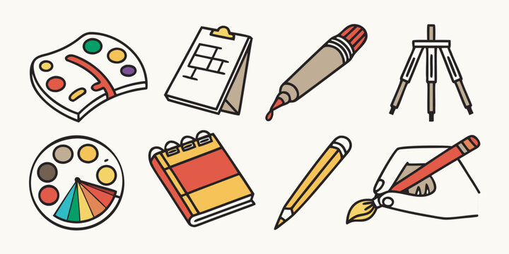 a collection of art and drawing tools Vector