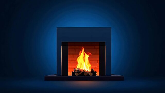 Fireplace with burning logs