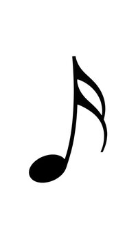 A black eighth note musical symbol isolated on transparent background