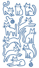 Fototapeta premium black and white cute cat cartoon illustration