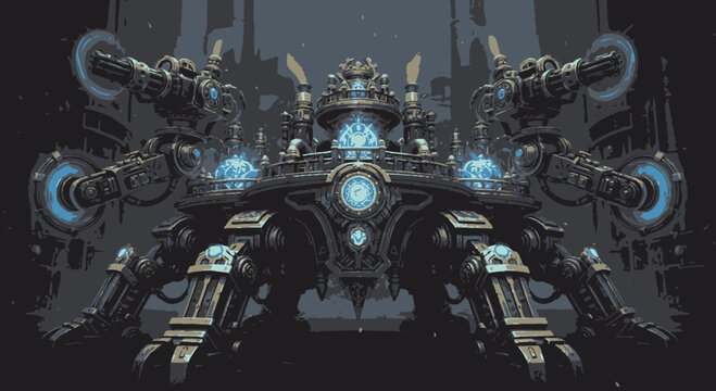 Futuristic Mechanical Construct - Advanced Robotic Engine Design