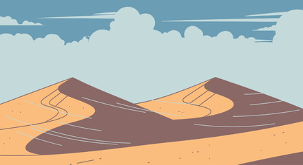 Abstract desert landscape with soft clouds against a muted blue sky © Sendal