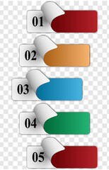 Obraz premium Set of five colorful capsules with pills isolated on transparent background