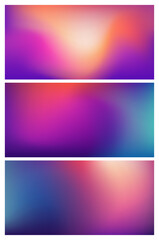 Fototapeta premium Vector abstract blurred vibrant purple, blue and orange background gradient
