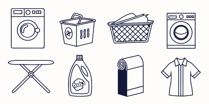 a collection of laundry icons and objects Vector