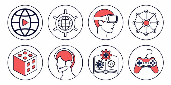 a collection of icons for various media and gaming concepts Vector