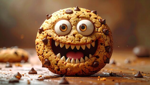 Cartoon cookie with a mischievous smile