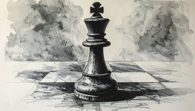 Chess king, dramatic backdrop