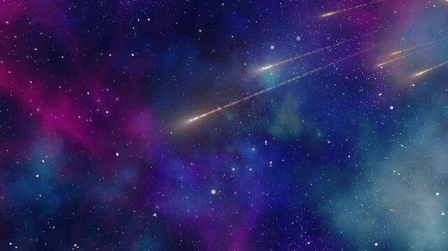 Loop Burning Meteor Falling from Space with Fiery Trail Cosmic Animation