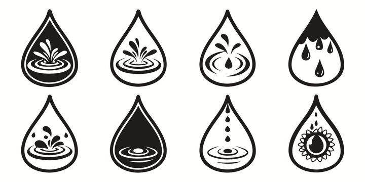 a set of eight different tear drop shaped emoticons Vector