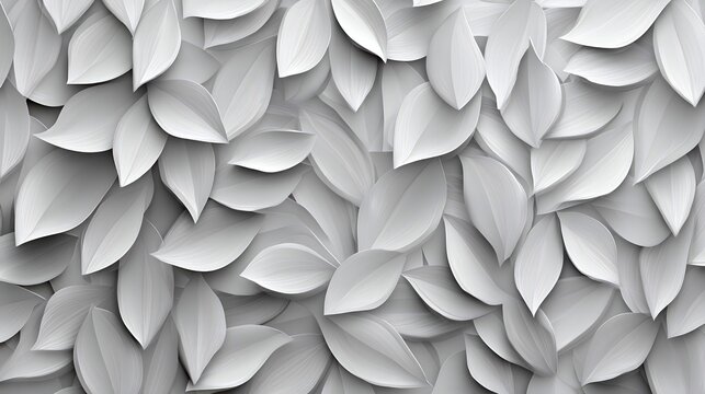 Serene Silver Leaf Pattern: Minimalist 3D Botanical Design