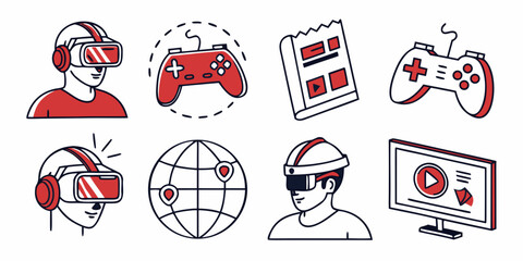 a set of gaming and virtual reality related icons Vector © RABBY MIA