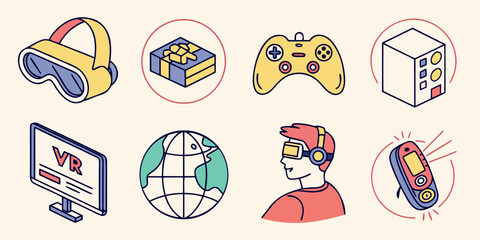 a collection of eight gaming related icons Vector © RABBY MIA