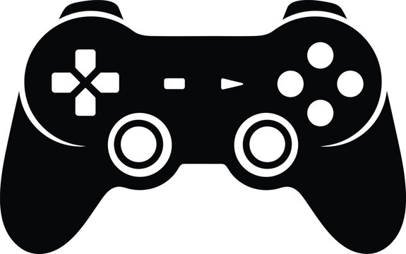 Black and white playstation game controller icon for gaming and entertainment purposes