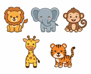 Fototapeta premium Cartoon animals for kids and children.