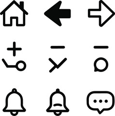 Fototapeta premium Minimalist Mobile Navigation and User Interface UI Vector Icon Set