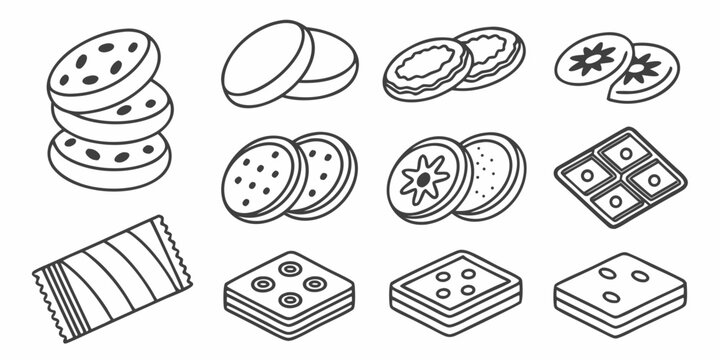 a collection of various types of cookies Vector