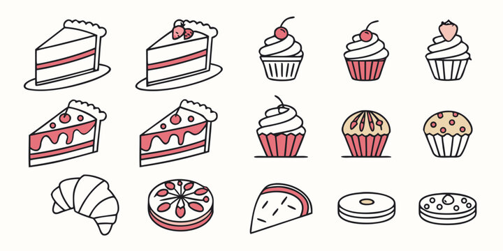 a collection of various sweet treats and desserts Vector