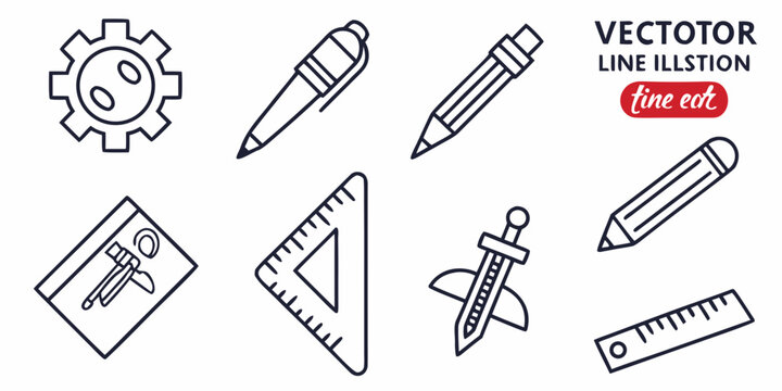a set of stationery and office supplies Vector
