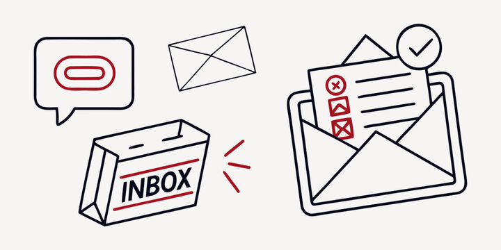 inbox with email and message icons Vector