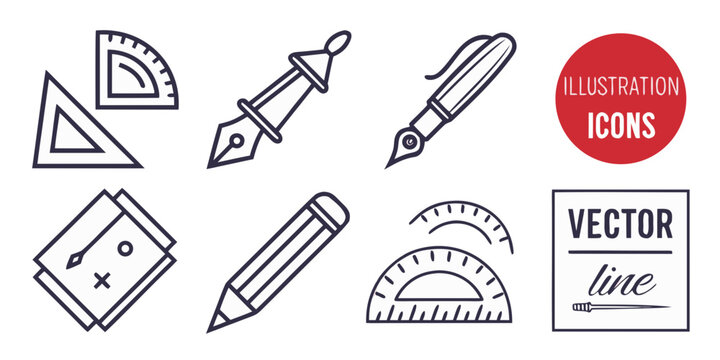 collection of drawing and drafting tools Vector