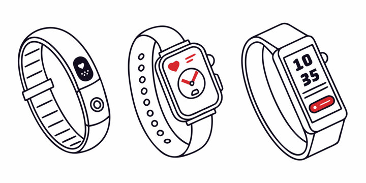 a smartwatch with a square face and red accents Vector
