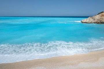 Obraz premium Amazing Panorama of Lefkada Coastline near Porto Katsiki beach, Ionian Islands, Greece