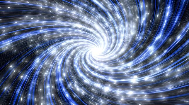Abstract swirling vortex of light and energy a dynamic tunnel effect with bright blue and white streaks against a black background perfect for futuristic tech visuals