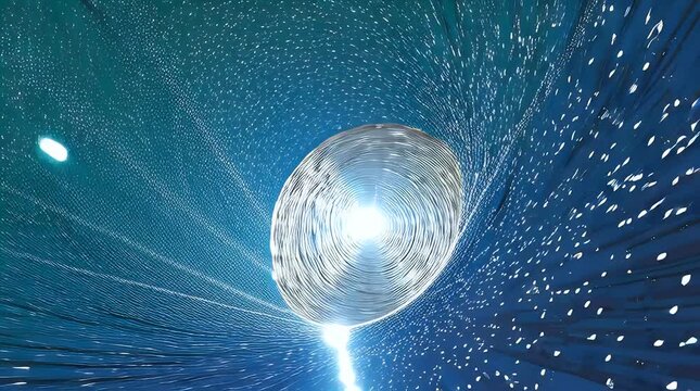 Abstract swirling vortex of light and energy representing speed innovation technology data flow or a futuristic portal ideal for backgrounds and digital concepts