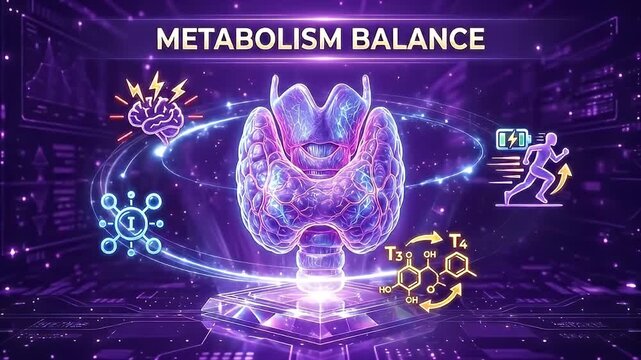 Metabolism thyroid hormone health medical energy balance gland illustration neon glowing concept metabolism balance thyroid hormone medical health endocrine gland anatomy glowing 3d illustration