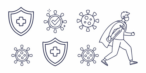 a superhero protecting against viruses and bacteria Vector © RABBI