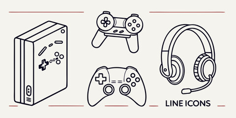 a drawing of a game console and accessories Vector © RABBI
