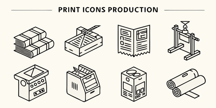 a collection of various printing machines and equipment Vector