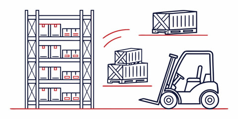 a forklift is moving a pallet of boxes Vector © RABBI