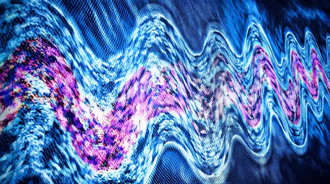 Abstract wavy digital background with vibrant blue and purple hues creating a dynamic and futuristic visual texture perfect for technology data or creative design projects