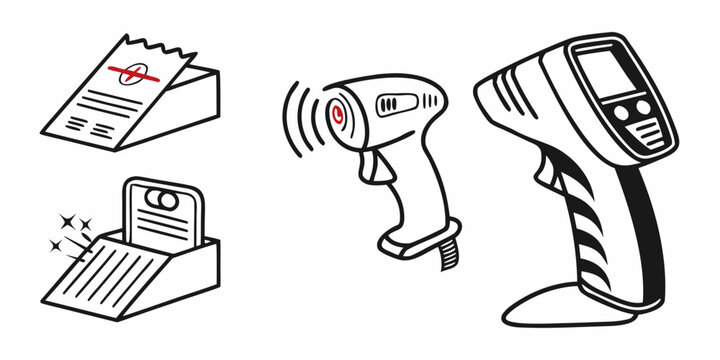 barcode scanner and documents with qr code Vector