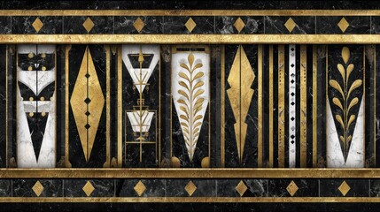 Obraz premium Geometric art deco style wall panel with repeating decorative elements