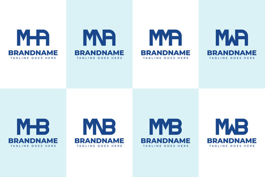 Letters MHA MNA MMA MWA MHB MNB MMB MWB Monogram Logo Set