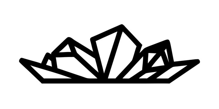 a black line drawing of a cluster of crystals Vector