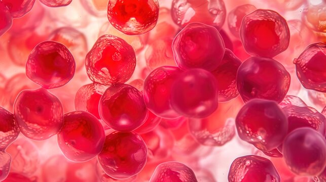 Haematococcus pluvialis Red Cyst Algae Cells Under a Microscope Showing Detailed Microalgae Structure, Generative AI