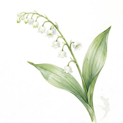 Obraz premium Watercolor Illustration of Lily of the Valley Convallaria Majalis