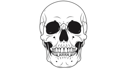 Detailed Line Art Illustration of a Human Skull Anatomy. © wiwit