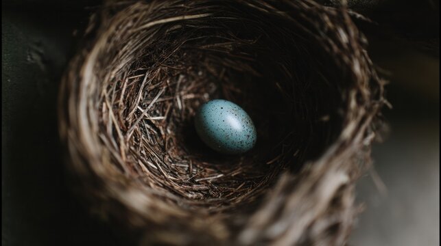 Foreign cuckoo egg resting among smaller bird eggs inside a delicate nest, highlighting avian parasitic reproduction. wildlife magazines, conservation campaigns, designed for eco-tourism storytelling.