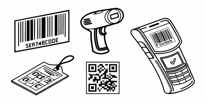 barcode scanner and various barcode types Vector