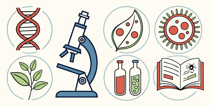 a collection of biology and genetics icons Vector
