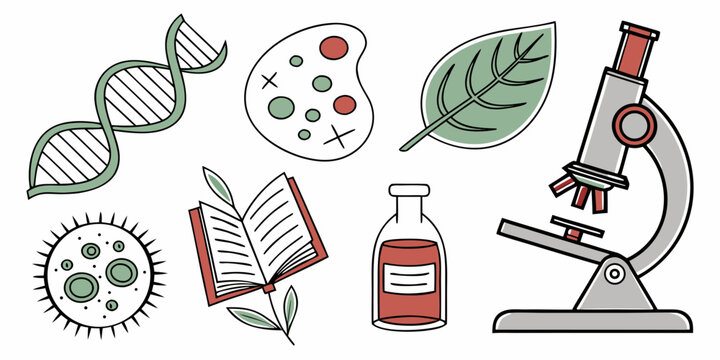 science and biology related objects and symbols Vector