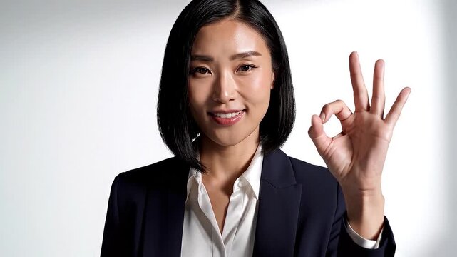 Confident businesswoman smiling professionally in corporate attire