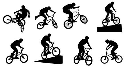 Naklejka premium BMX Bicycle Silhouette - Extreme Sports Action Rider Vector Art