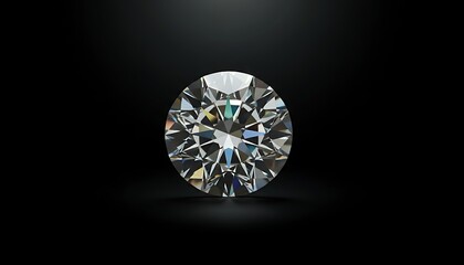 A sparkling brilliant-cut diamond gemstone on a dark background, showcasing its facets and clarity.
